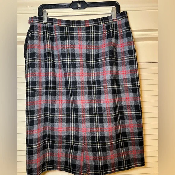 Vintage Pendleton Wool Tartan Plaid Pencil Skirt size 16 DarkAcademia Twee Prep - Picture 10 of 12